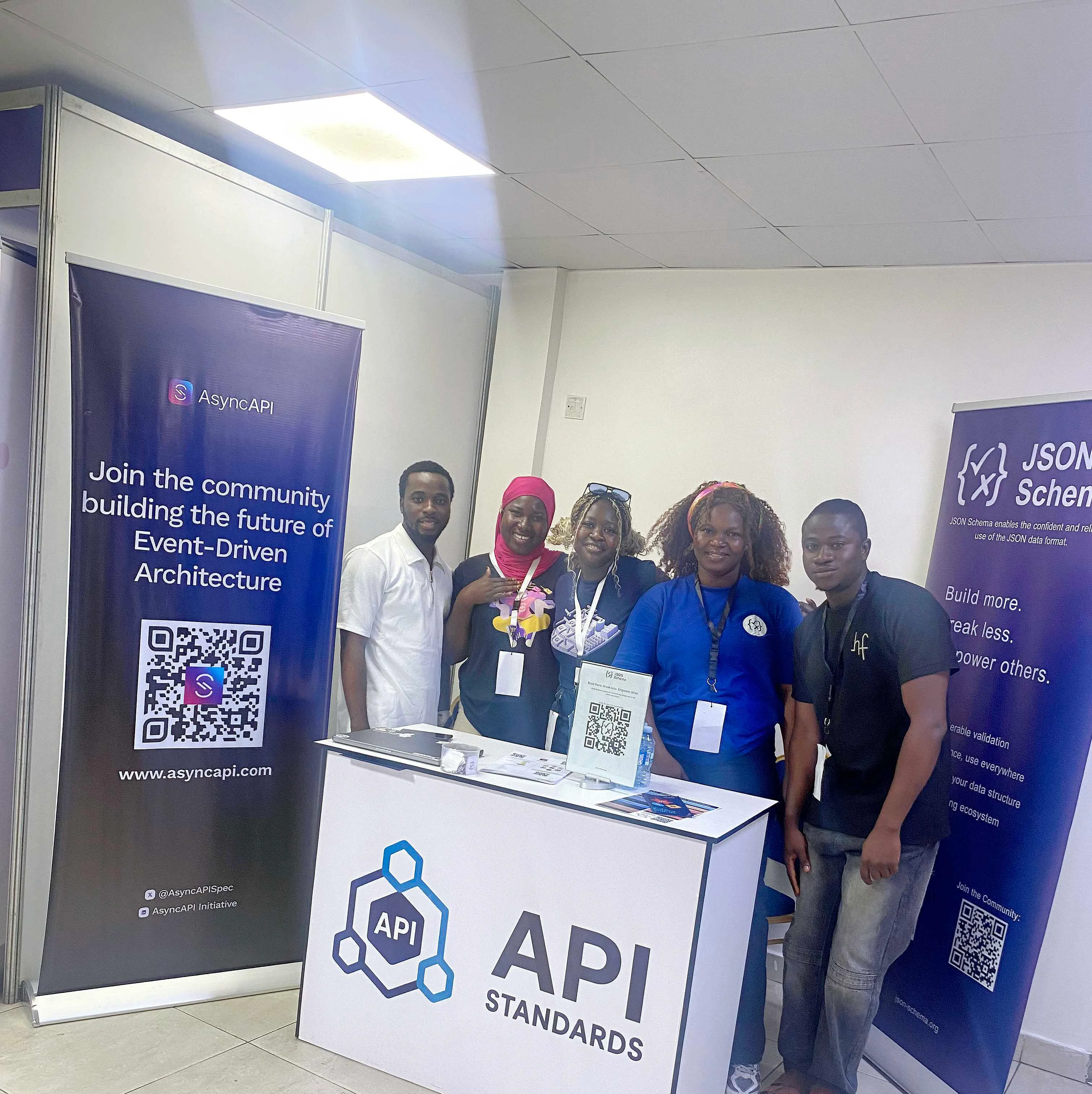 Booth in Lagos From left: Ace, Maya, Thulie, Onyedikachi, Olumide.